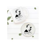 Bk Gift Kişiye Özel Atatürk Temalı Beyaz Kupa Bardak Ve Yuvarlak Ahşap Bardak Altlığı Hediye Seti -26