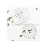 Bk Gift Kişiye Özel Atatürk Temalı Beyaz Kupa Bardak Ve Yuvarlak Ahşap Bardak Altlığı Hediye Seti -29