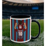 Bk Gift Kişiye Özel Baba&çocuk Bordo-Mavi Forma Tasarımlı Siyah Kupa Bardak, Arkadaşa Hediye, Sevgiliye Hediye, Taraftar Hediyesi - Renk - Renkli