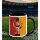Bk Gift Kişiye Özel Baba&çocuk Sarı-Kırmızı Forma Tasarımlı Siyah Kupa Bardak, Arkadaşa Hediye, Sevgiliye Hediye, Taraftar Hediyesi - Renk - Renkli