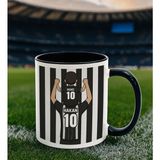Bk Gift Kişiye Özel Baba&çocuk Siyah-Beyaz Forma Tasarımlı Siyah Kupa Bardak, Arkadaşa Hediye, Sevgiliye Hediye, Taraftar Hediyesi - Renk - Renkli