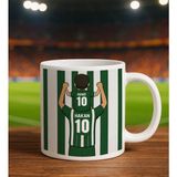 Bk Gift Kişiye Özel Baba&çocuk Yeşil-Beyaz Forma Tasarımlı Beyaz Kupa Bardak, Arkadaşa Hediye, Sevgiliye Hediye, Taraftar Hediyesi - Renk - Renkli