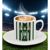 Bk Gift Kişiye Özel Baba&çocuk Yeşil-Beyaz Forma Tasarımlı Türk Kahvesi Fincanı, Arkadaşa Hediye, Sevgiliye Hediye, Taraftar Hediyesi - Renk - Renkli