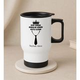 Bk Gift Kişiye Özel Babalar Günü Tasarımlı Kulplu Beyaz Çelik Bardak Termos Mug 450ML-10, Babalar Günü , Babaya
