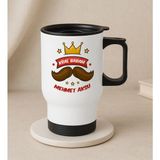 Bk Gift Kişiye Özel Babalar Günü Tasarımlı Kulplu Beyaz Çelik Bardak Termos Mug 450ML-3, Babalar Günü , Babaya