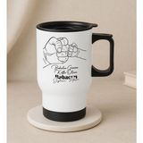 Bk Gift Kişiye Özel Babalar Günü Tasarımlı Kulplu Beyaz Çelik Bardak Termos Mug 450ML-5, Babalar Günü , Babaya