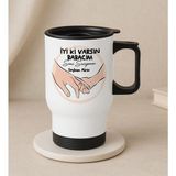 Bk Gift Kişiye Özel Babalar Günü Tasarımlı Kulplu Beyaz Çelik Bardak Termos Mug 450ML-8, Babalar Günü , Babaya