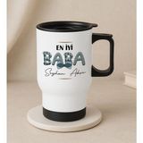 Bk Gift Kişiye Özel Babalar Günü Tasarımlı Kulplu Beyaz Çelik Bardak Termos Mug 450ML-9, Babalar Günü , Babaya