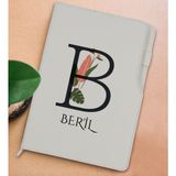 Bk Gift Kişiye Özel Baş Harf Isimli Beyaz Termo Deri Not Defteri 15X21CM-10 - Renkli