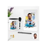 Bk Gift Kişiye Özel Bay Doktor Karikatürlü Beyaz Defter Kalem Kaşıklı Kupa Seti - 1