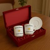 Bk Gift Kişiye Özel Bordo Kadife Kutulu Ikili Canım Annem Tasarımlı 2'li Kahve Fincanı-1, Yeni Iş Hediyesi, Arkadaşa Hediye