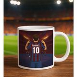 Bk Gift Kişiye Özel Bordo-Mavi Forma Tasarımlı Beyaz Kupa Bardak, Arkadaşa Hediye, Sevgiliye Hediye, Taraftar Hediyesi - Renk - Renkli
