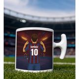 Bk Gift Kişiye Özel Bordo-Mavi Forma Tasarımlı Hammer Kulplu Beyaz Kupa Bardak, Arkadaşa Hediye, Sevgiliye Hediye, Taraftar Hediyesi - Renk - Renkli