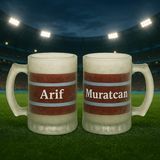 Bk Gift Kişiye Özel Bordo Mavi Taraftar Isimli 2’li Cam Bira Bardağı 50CL-1 , Taraftar Hediyesi, Arkadaş Hediye - Renk - Renkli