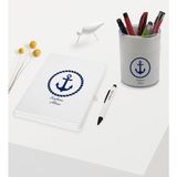 Bk Gift Kişiye Özel Çapa Tasarımlı Beyaz Defter Kalem ve Kalemlik Hediye Seti - Model 1