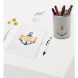 Bk Gift Kişiye Özel Çapa Tasarımlı Beyaz Defter Kalem ve Kalemlik Hediye Seti - Model 3