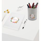 Bk Gift Kişiye Özel Çiçek Tasarımlı Beyaz Defter Kalem ve Kalemlik Hediye Seti - Model 10