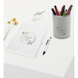 Bk Gift Kişiye Özel Çiçek Tasarımlı Beyaz Defter Kalem ve Kalemlik Hediye Seti - Model 11