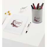 Bk Gift Kişiye Özel Çiçek Tasarımlı Beyaz Defter Kalem ve Kalemlik Hediye Seti - Model 13