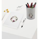 Bk Gift Kişiye Özel Çiçek Tasarımlı Beyaz Defter Kalem ve Kalemlik Hediye Seti - Model 14