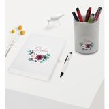 Bk Gift Kişiye Özel Çiçek Tasarımlı Beyaz Defter Kalem ve Kalemlik Hediye Seti - Model 25