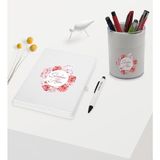 Bk Gift Kişiye Özel Çiçek Tasarımlı Beyaz Defter Kalem ve Kalemlik Hediye Seti - Model 2