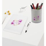 Bk Gift Kişiye Özel Çiçek Tasarımlı Beyaz Defter Kalem ve Kalemlik Hediye Seti - Model 3