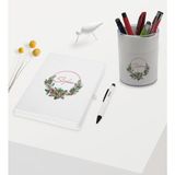 Bk Gift Kişiye Özel Çiçek Tasarımlı Beyaz Defter Kalem ve Kalemlik Hediye Seti - Model 7