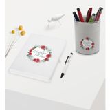 BK Gift Kişiye Özel Çiçek Tasarımlı Beyaz Defter Kalem ve Kalemlik Hediye Seti - Model 8