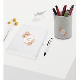 Bk Gift Kişiye Özel Çiçek Tasarımlı Beyaz Defter Kalem ve Kalemlik - Model 16