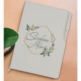 Bk Gift Kişiye Özel Çiçek Tasarımlı Beyaz Termo Deri Not Defteri 15X21CM-11 - Renkli