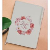 Bk Gift Kişiye Özel Çiçek Tasarımlı Beyaz Termo Deri Not Defteri 15X21CM-2 - Renkli