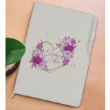 BK Gift Kişiye Özel Çiçek Tasarımlı Beyaz Termo Deri Not Defteri 15x21cm-3