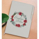 Bk Gift Kişiye Özel Çiçek Tasarımlı Beyaz Termo Deri Not Defteri 15X21CM-8 - Renkli