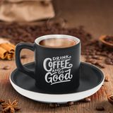 Bk Gift Kişiye Özel Coffe Tasarımlı Siyah Renk Türk Kahvesi Fincanı-10, Arkadaşa Hediye, Sevgiliye Hediye, Yıl Dönümü Hediyesi