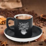 Bk Gift Kişiye Özel Coffe Tasarımlı Siyah Renk Türk Kahvesi Fincanı-13, Arkadaşa Hediye, Sevgiliye Hediye, Yıl Dönümü Hediyesi