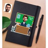 Bk Gift Kişiye Özel Coğrafya Öğretmeni Karikatürlü Siyah Defter ve Metal Versatil Kalem(0,7 Kurşun) Hediye Seti-2