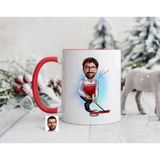 Bk Gift Kişiye Özel Curling Karikatürlü Kırmızı Kupa Bardak-1, Sevgiliye Hediye, Arkadaşa Hediye