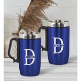 Bk Gift Kişiye Özel Deri Çantalı Mavi Seyahat Termosu Ve İkili Termos Mug Hediye Seti - 3