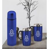 Bk Gift Kişiye Özel Deri Çantalı Mavi Seyahat Termosu Ve İkili Termos Mug Hediye Seti - 4