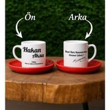 Bk Gift Kişiye Özel Doktorlara Özel İsimli Kırmızı Tabaklı Türk Kahvesi Fincan Takımı-1