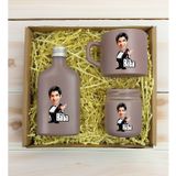 Bk Gift Kişiye Özel Dtf The Baba Karikatürlü Mat Gri Kahve Fincanı & Kolonya & Mum Hediye Seti-3, Babaya Hediye, Babalar Günü Hediyeleri