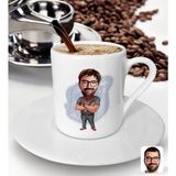 Bk Gift Kişiye Özel Erkek Antrenör Karikatürlü Türk Kahvesi Fincanı-2 - Beyaz
