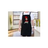 Bk Gift Kişiye Özel Erkek Chef Karikatürlü Profesyonel Siyah Mutfak Önlüğü, Aşçı Önlüğü, Şef Önlüğü,