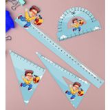 BK Gift Kişiye Özel Erkek Öğrenci Karikatürlü 4’lü Pleksi Okul Cetvel Seti-1