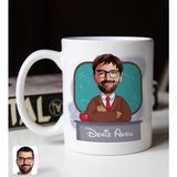 BK Gift Kişiye Özel Erkek Öğretmen Karikatürlü 3 Beyaz Kupa