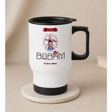 Bk Gift Kişiye Özel Fotoğraflı Babalar Günü Tasarımlı Kulplu Beyaz Çelik Bardak Termos Mug 450ML-2, Babalar Günü , Babaya