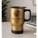 BK Gift Kişiye Özel Fotoğraflı Babalar Günü Tasarımlı Kulplu Gold Çelik Bardak Termos Mug 450ml-1, Babalar Günü Hediye, Babaya Hediye