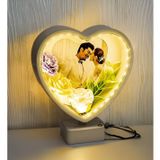 Bk Gift Kişiye Özel Fotoğraflı Güllü LED'li Kalp Abajur Çerçeve, Sevgiliye Hediye, Arkadaş Hediye