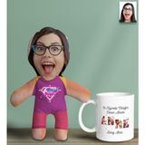 Bk Gift Kişiye Özel Fotoğraflı Pembe Anne Bebek Yastık ve Kupa Bardak Seti, Anneye , Anneler Günü leri
